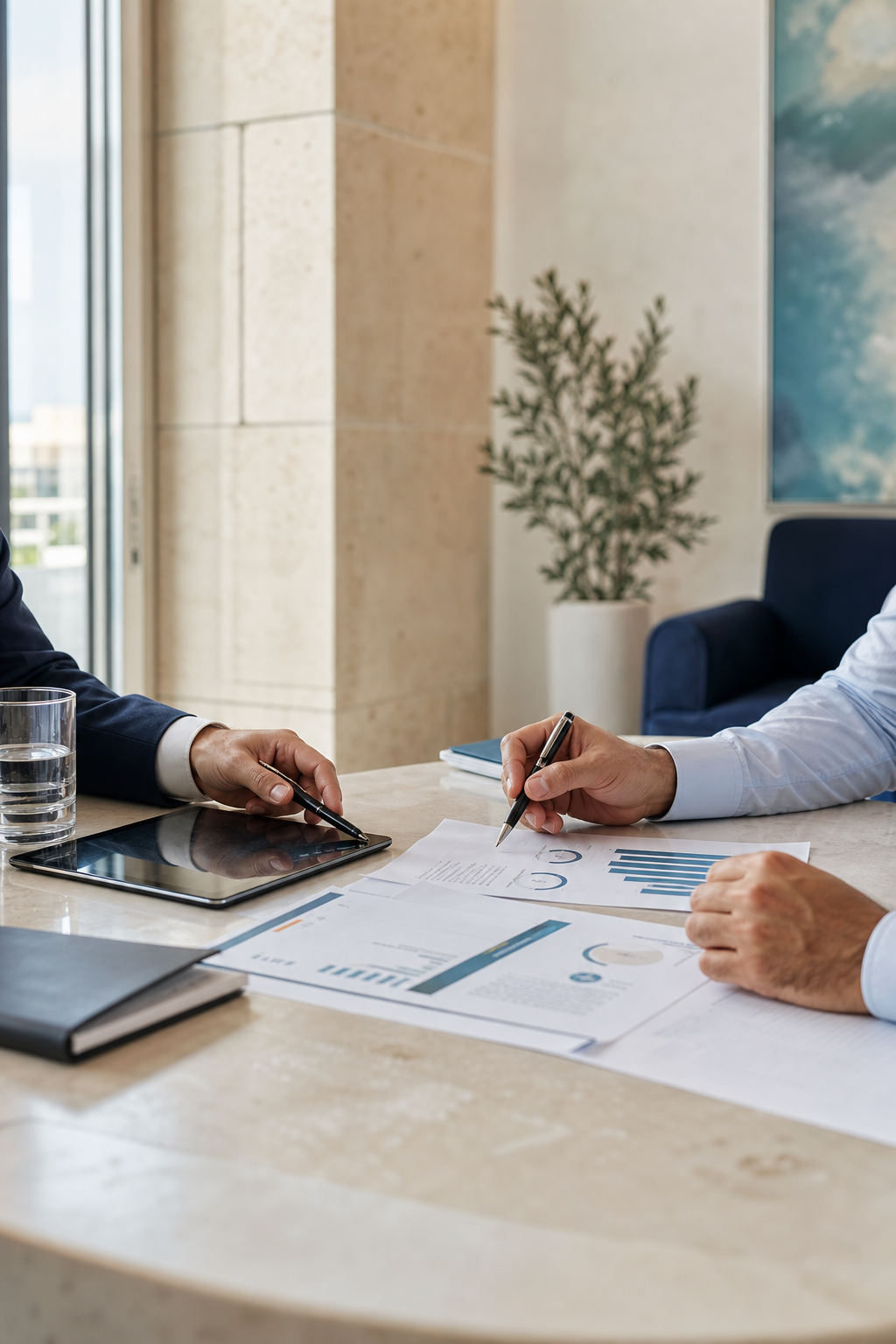Consulting discussion over business documents